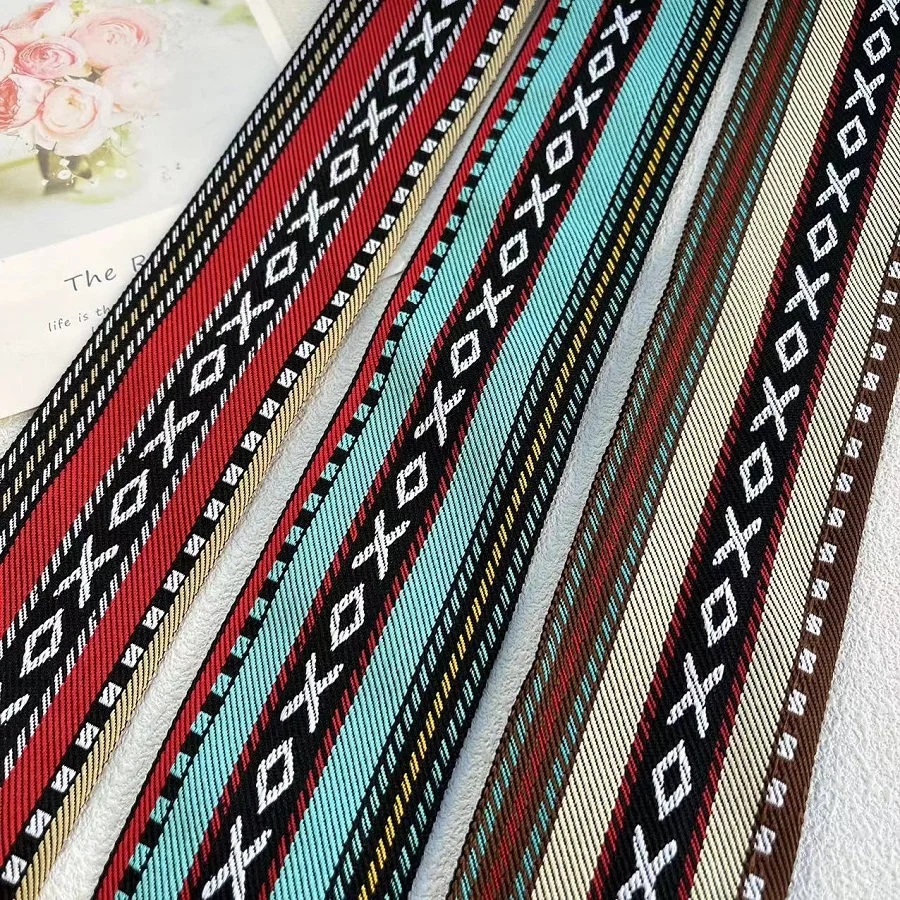 5 Y/lot wide About 6.5 CM Woven Jacquard Ribbon Geometric Flowers For Clothing Accessory ZH-5822
