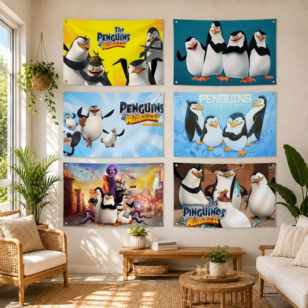 The Penguins Of Madagascar Flags Flag Soft Skin-friendly Durable Tapestry Outdoor Party Home Living Room Bedroom Decoration