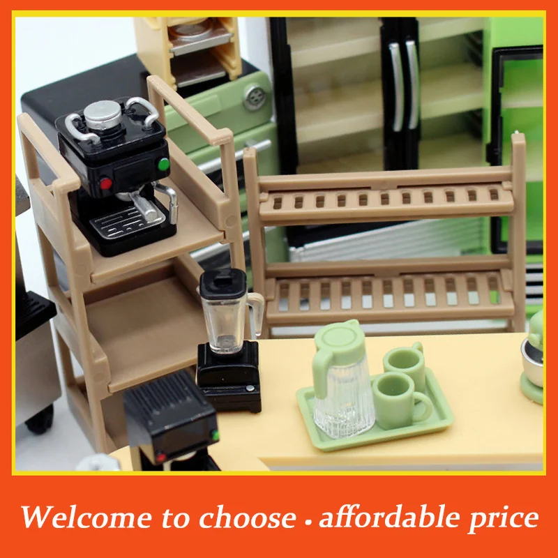 TH Dollhouse Grid Space Mini Coffee Pot Micro Scene Model DIY Kitchen Family Toy Doll Girl Gift Dollhouse Furniture Accessories