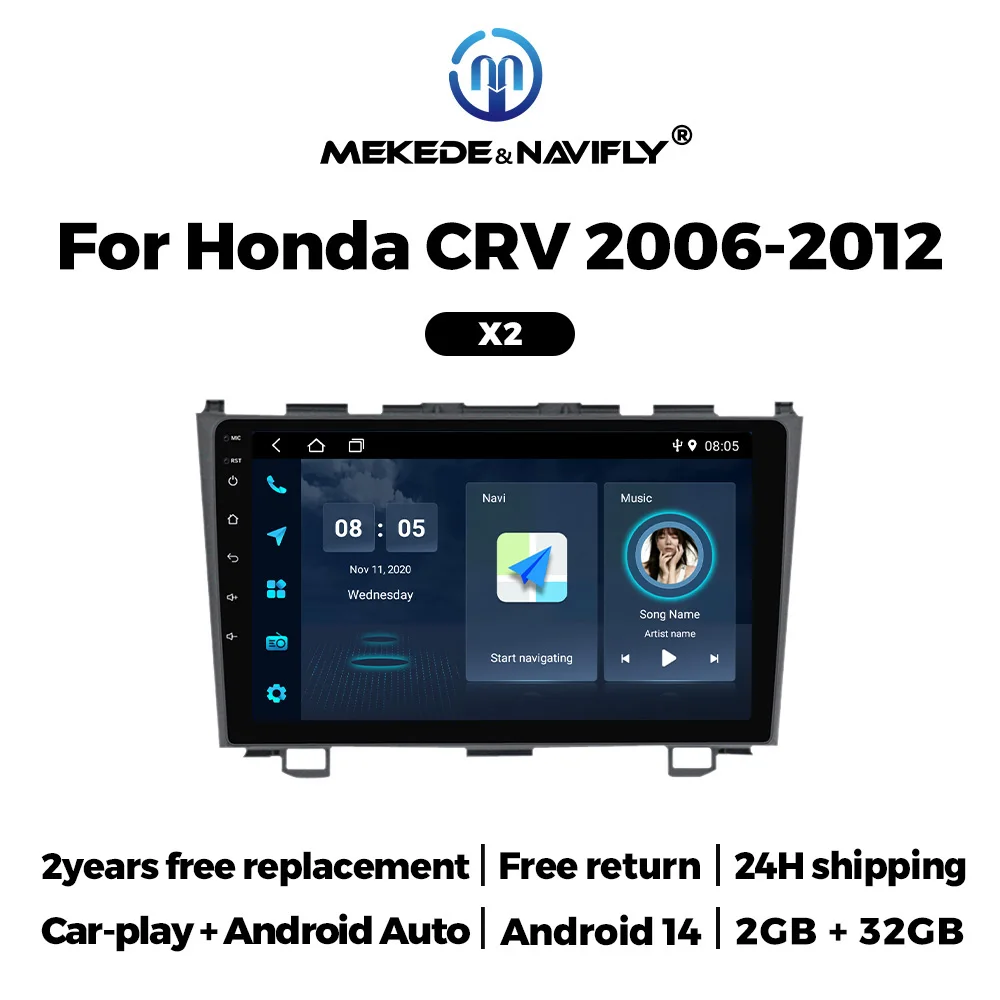 Android Auto Car Radio Touch Screen For Honda CR-V 3 RE CRV 2007-2011 Multimedia Video Player 2Din Stereo GPS Carplay Head Unit