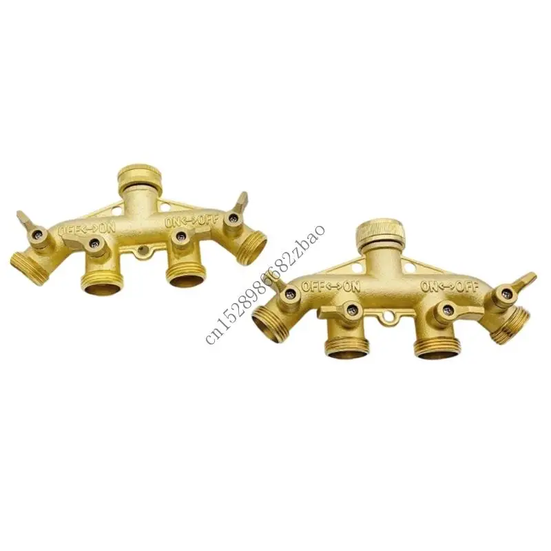 

H7EA 4 Way Brass Hose Splitters All Metal Body Garden Hose Connectors Adapters for Outdoor Faucet Use Leakproof Designs