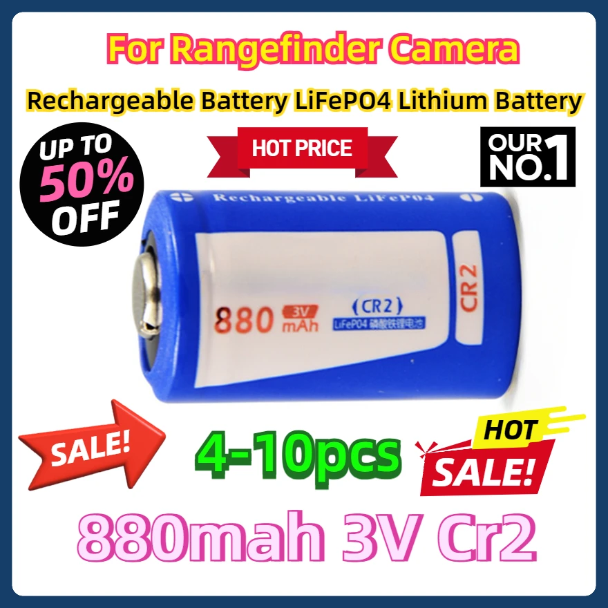 

4-10pcs For Rangefinder Camera Battery High Power 880mah 3V Cr2 Rechargeable Battery LiFePO4 Lithium Battery