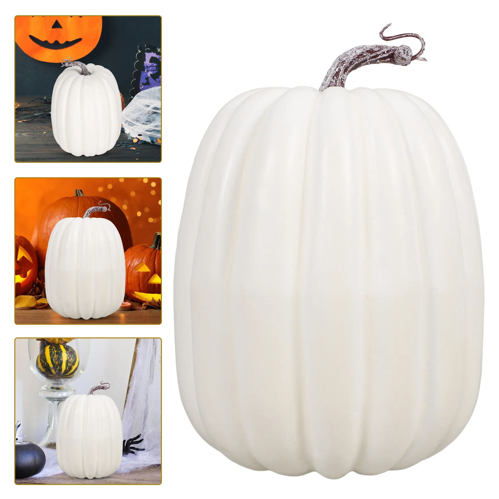 

Simulation Artificial Decorative Ornament Halloween Thanksgiving Fall Diy Craft White Small Pumpkins Foam Props Decorative