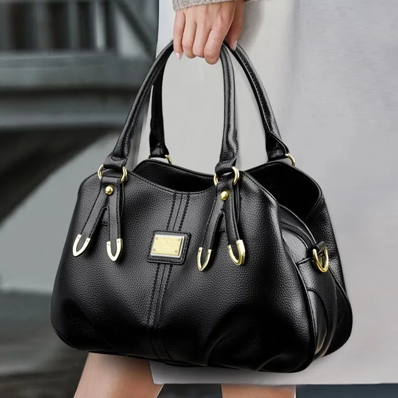 Large-capacity Women's Handbag Women's New Women's Mother Bag Single Shoulder Crossbody Soft Wear-resistant Material Leather Bag