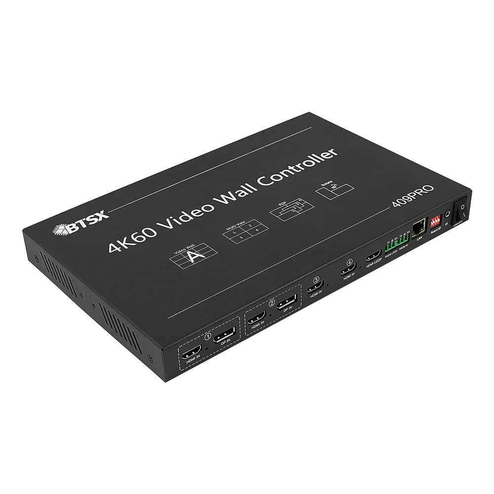 4K60 Video Wall Processor 4 Input 9 Output for DP 16 Splicing Modes Multi-Window Rotation Seamless Switch Display Controller