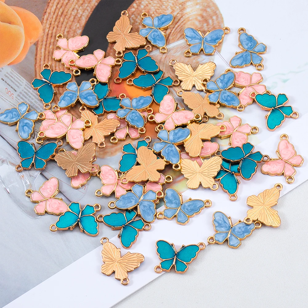 

20Pcs Colorful Butterfly Shape Charms Double Hole Pendants for Jewelry Making DIY Supplies Accessories