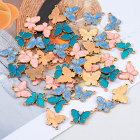 20Pcs Colorful Butterfly Shape Charms  Double Hole Pendants for Jewelry Making DIY Supplies Accessories