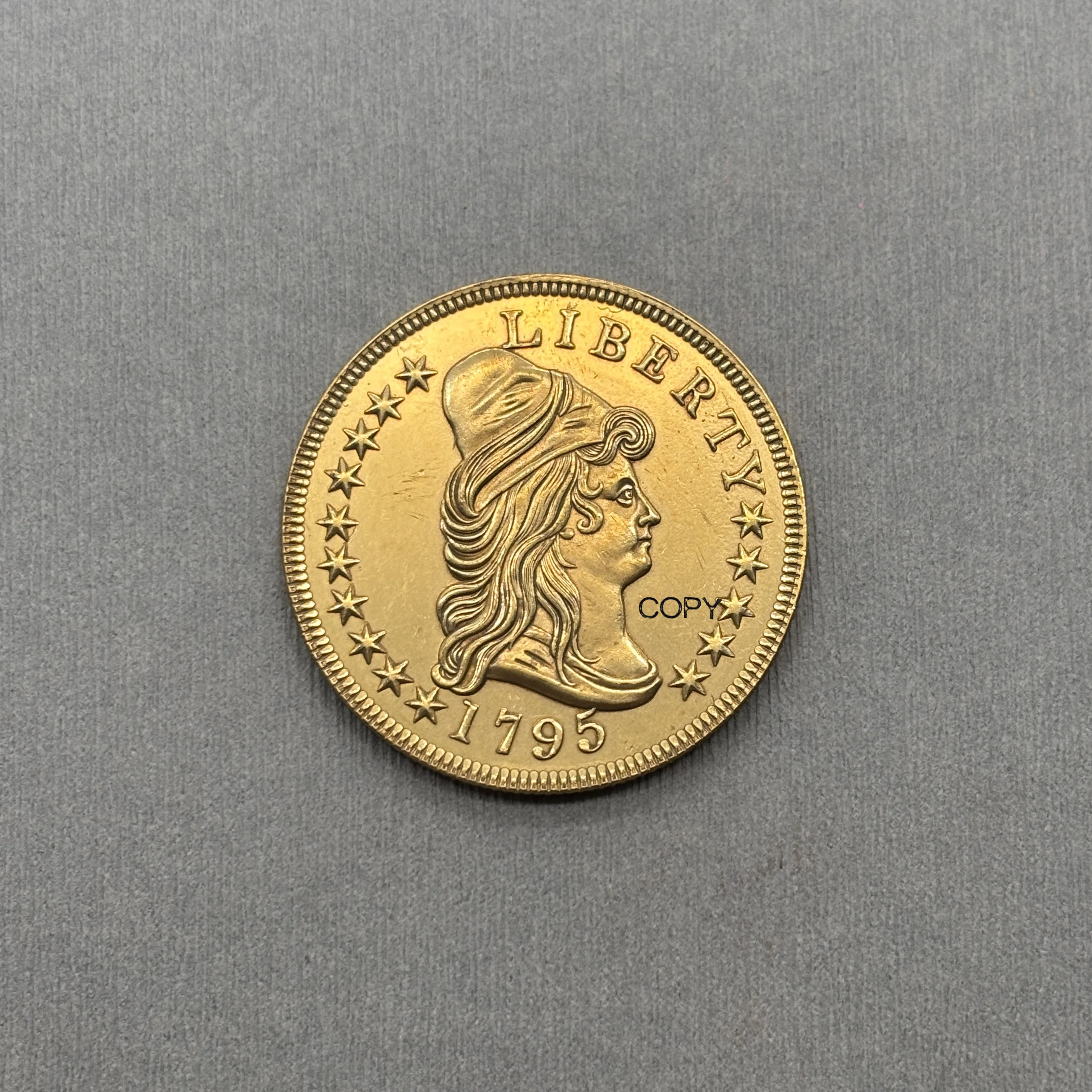 Estados Unidos de América 1795 10 Dólares Liberty Cap Small Eagle 9 Hojas 12 Hojas Monedas de Recuerdo de Metal Latón Copia de EE. UU.
