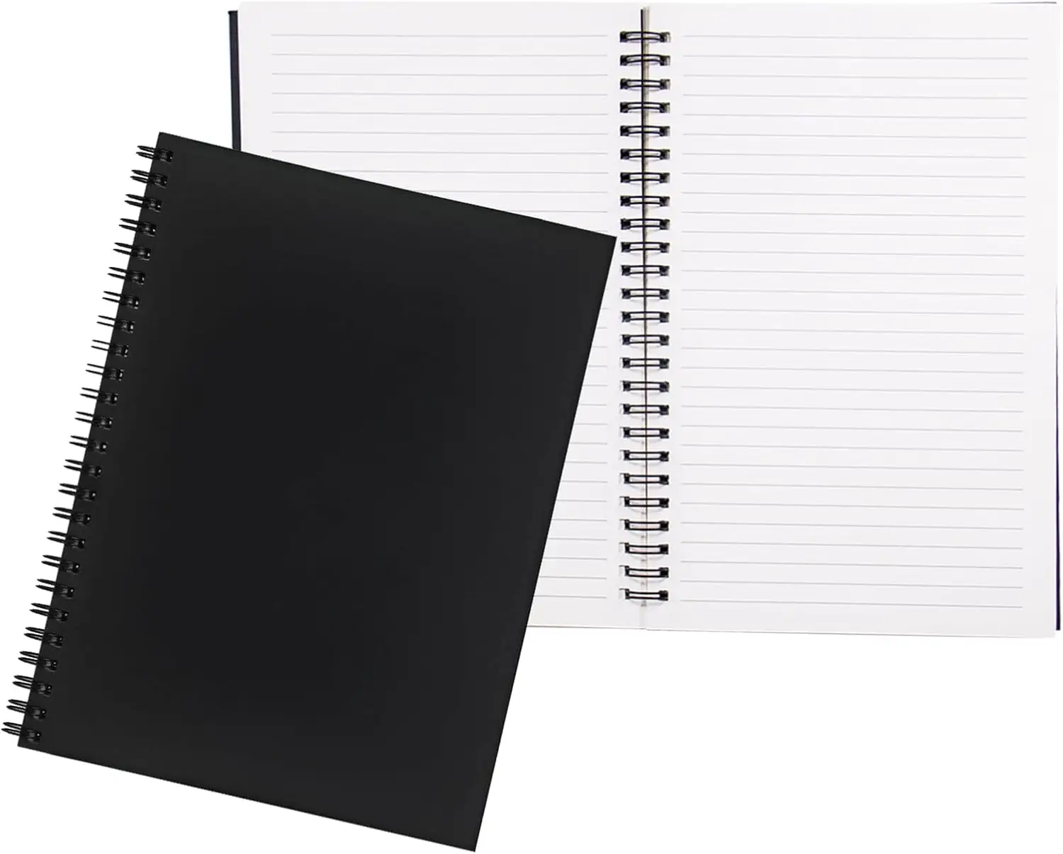 

2-Pack College Ruled Spiral Notebook, Soft Black Cover, 100 Pages for Students Office