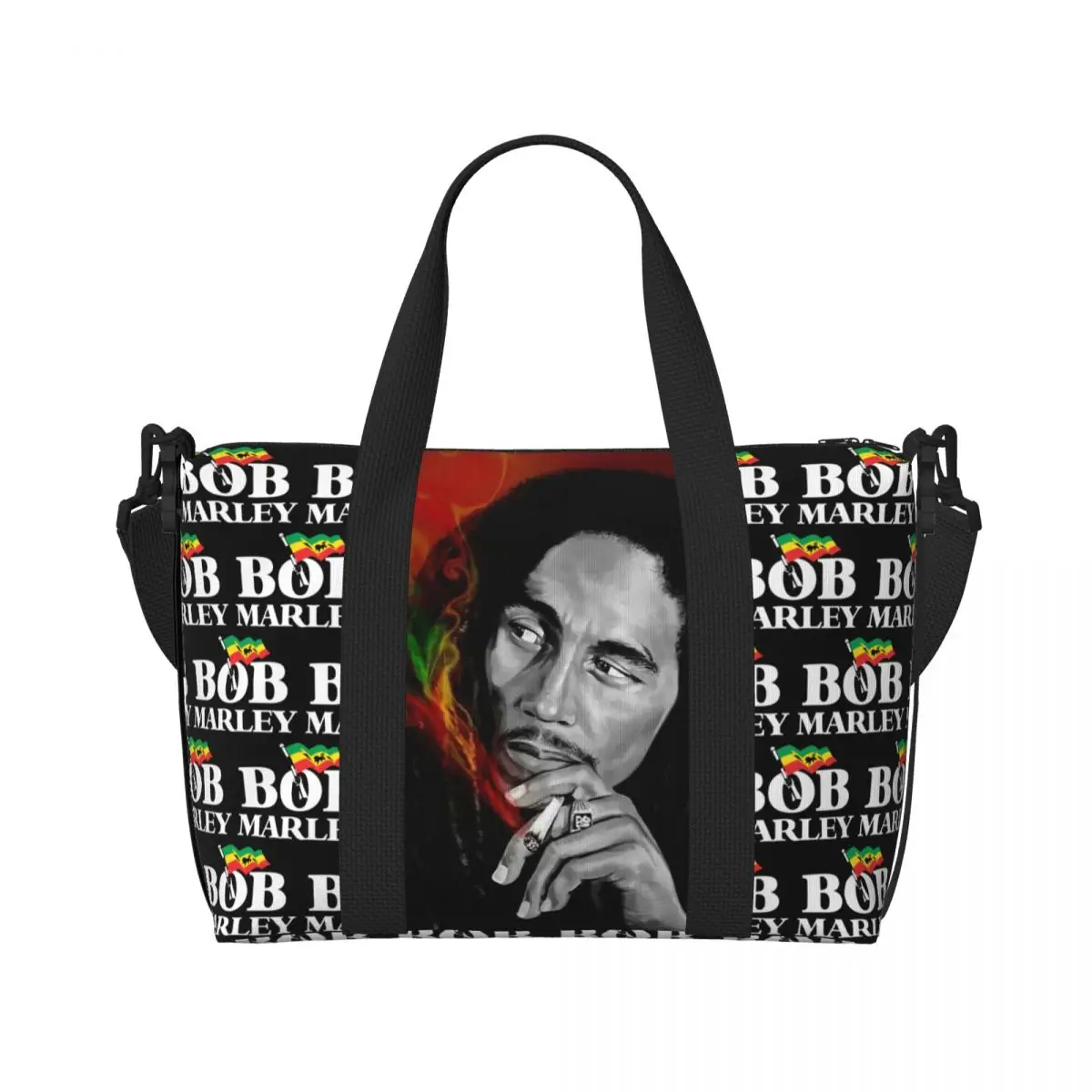 Custom Jamaica Singer Reggae Rock Bob Marley Beach Tote Bag Women Extra Large Gym Carry On Travel Shopping Bags