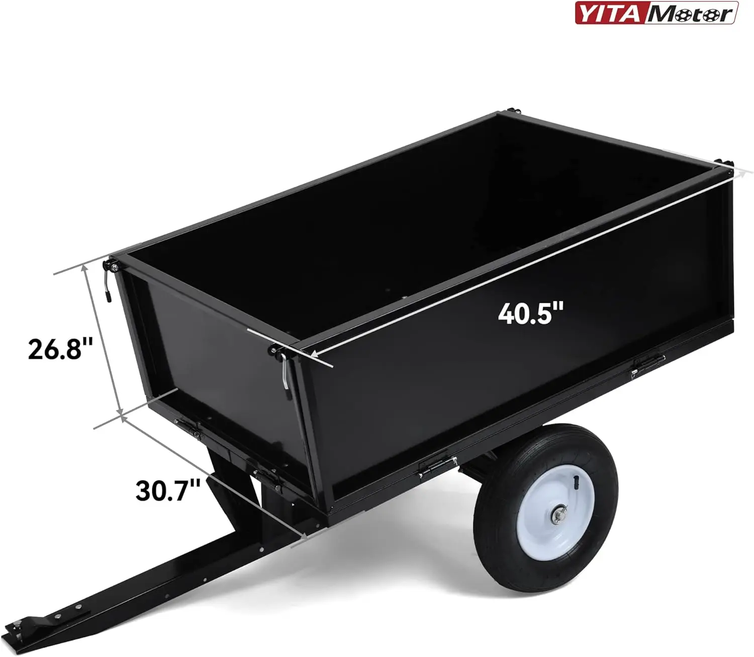 YITAMOTOR 500 Pound Steel Dump Cart Tow Behind Lawn Dump Cart for Lawn Tractor Black