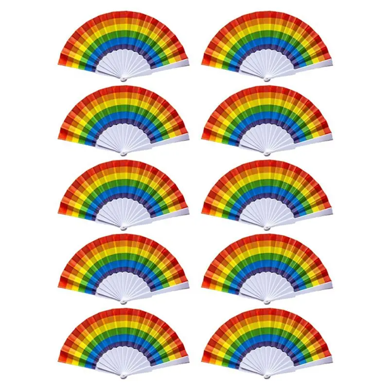 30X Rainbow Fan Pride Folding Handheld Fans Gay Pride Accessories Rainbow Accessories Decorations Pride Month-[LUCK 9]