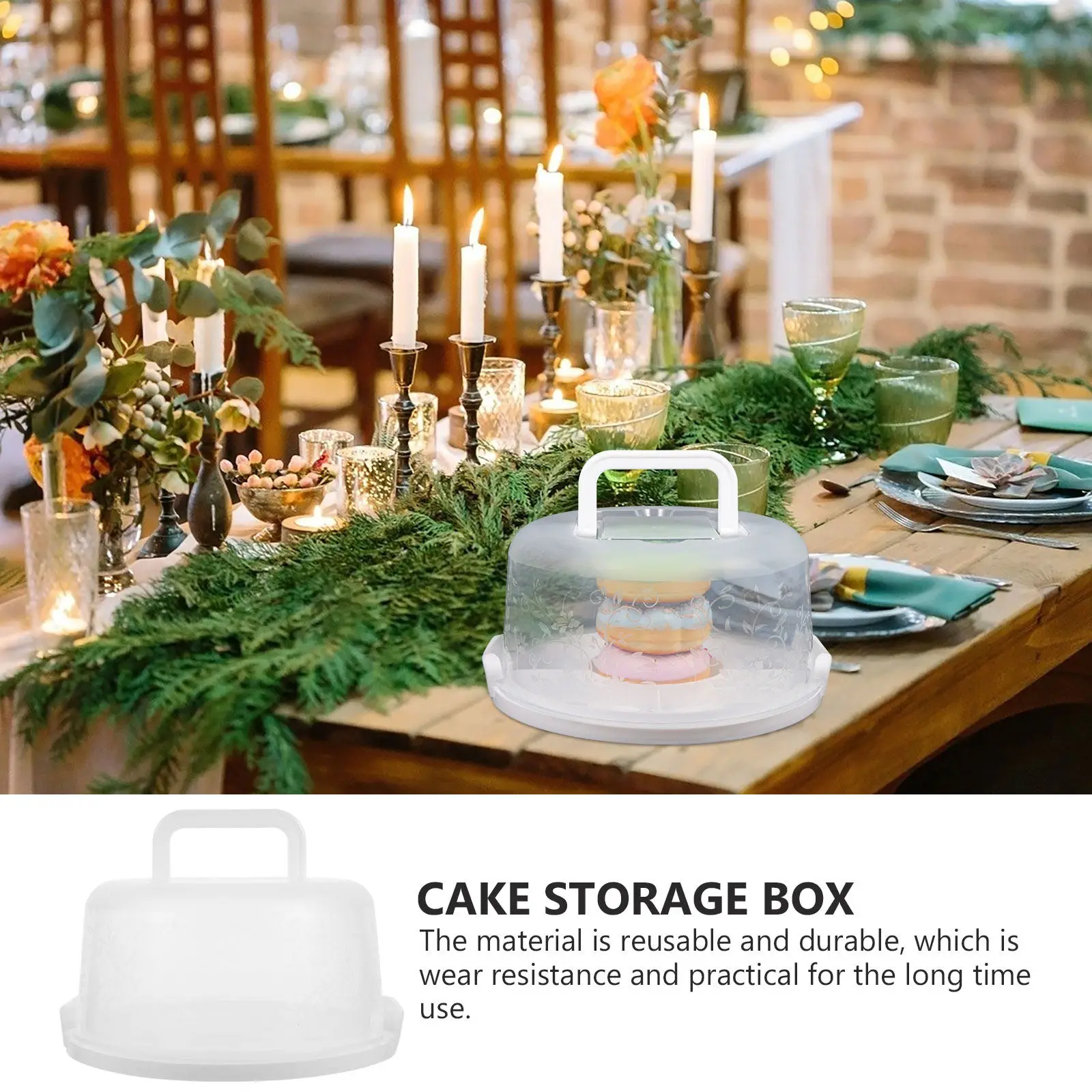 Safe Food Contact Reusable Cake Box with Tight Seal Lid Portable Handle for Baking Storage Cake Container Bread Keeper Airtight