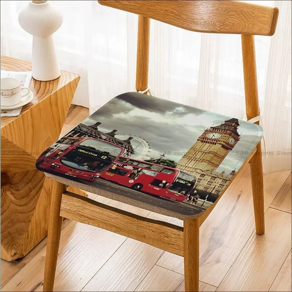 Vintage London Red Bus Cushion Mat Modern Style Sofa Mat Dining Room Table Chair Cushions Unisex Fashion Anti-slip Cushion Pads