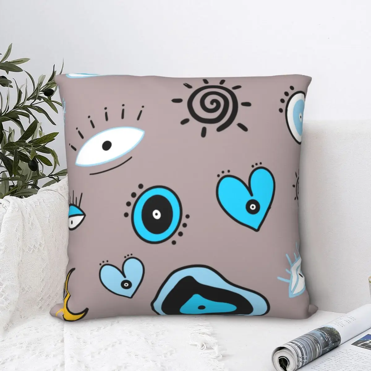 Health & Wealth Aesthetic Evil Eye Square Pillowcase Polyester Pillow Cover Velvet Cushion Zip Decorative Comfort Throw Pillow