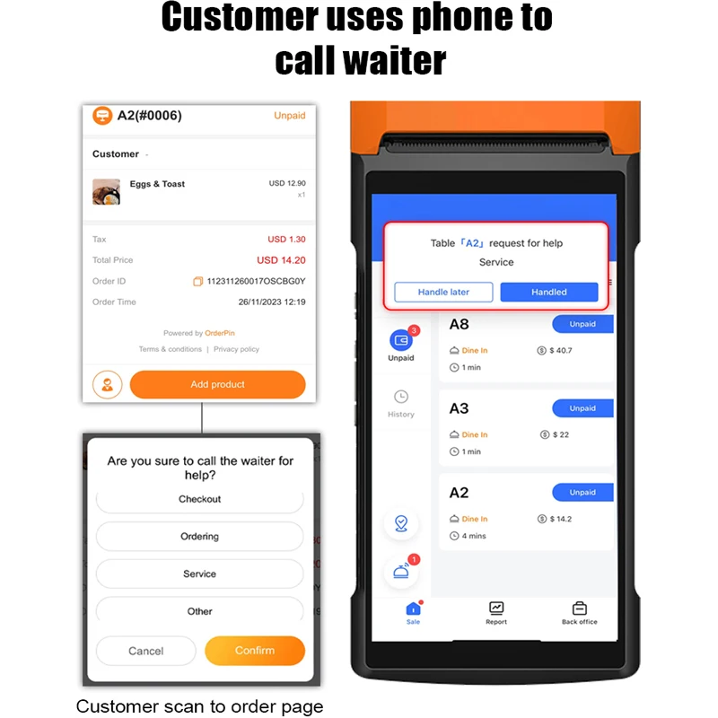 الكل في واحد Epos Android محطة Pos المحمولة 1D 2D الباركود POS آلة لبطاقة البنك ودفع QR مع الماسح الضوئي #5