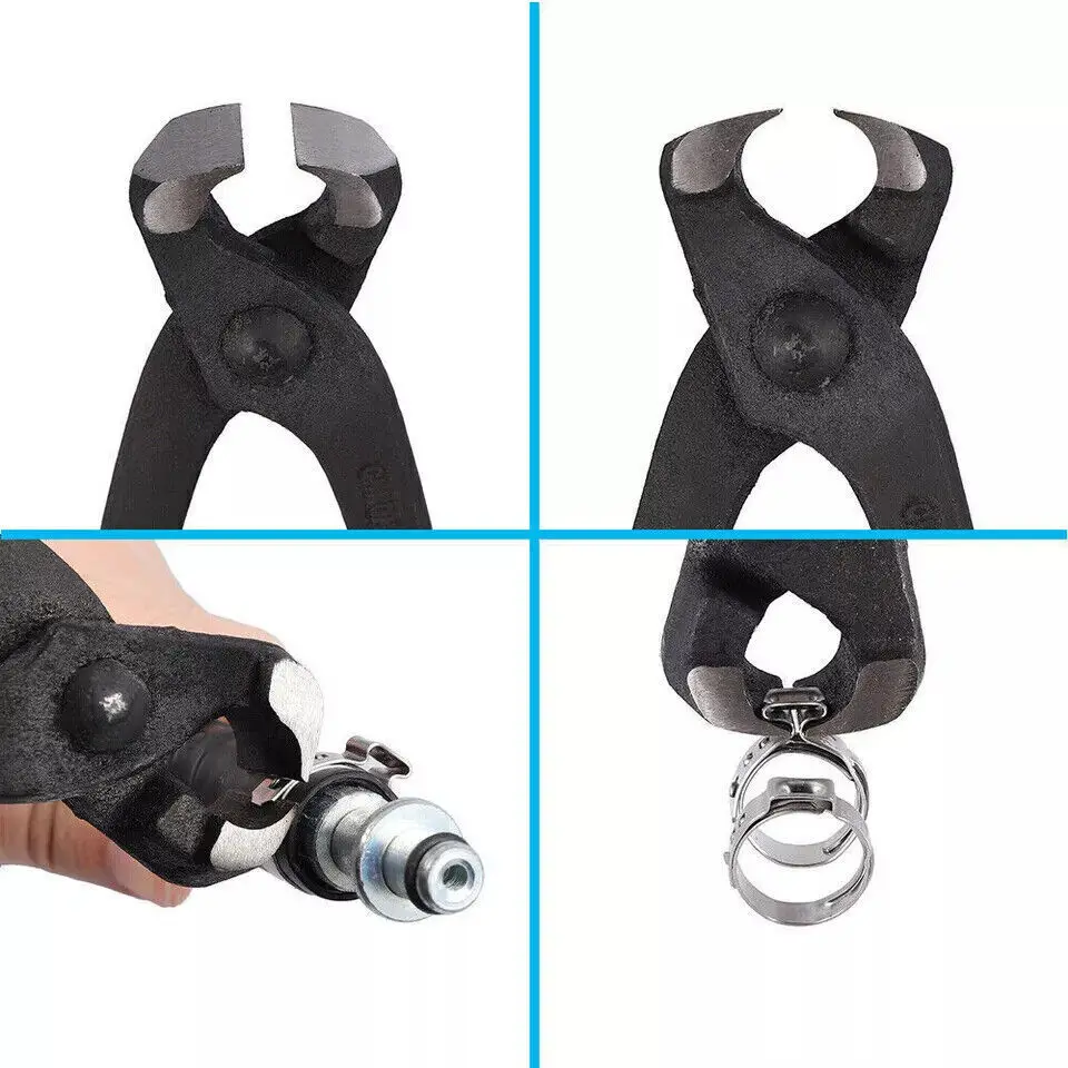 130X Assorted Hose Clamps Stainless Steel Ear Cinch Rings Crimp Pinch Kit /Plier