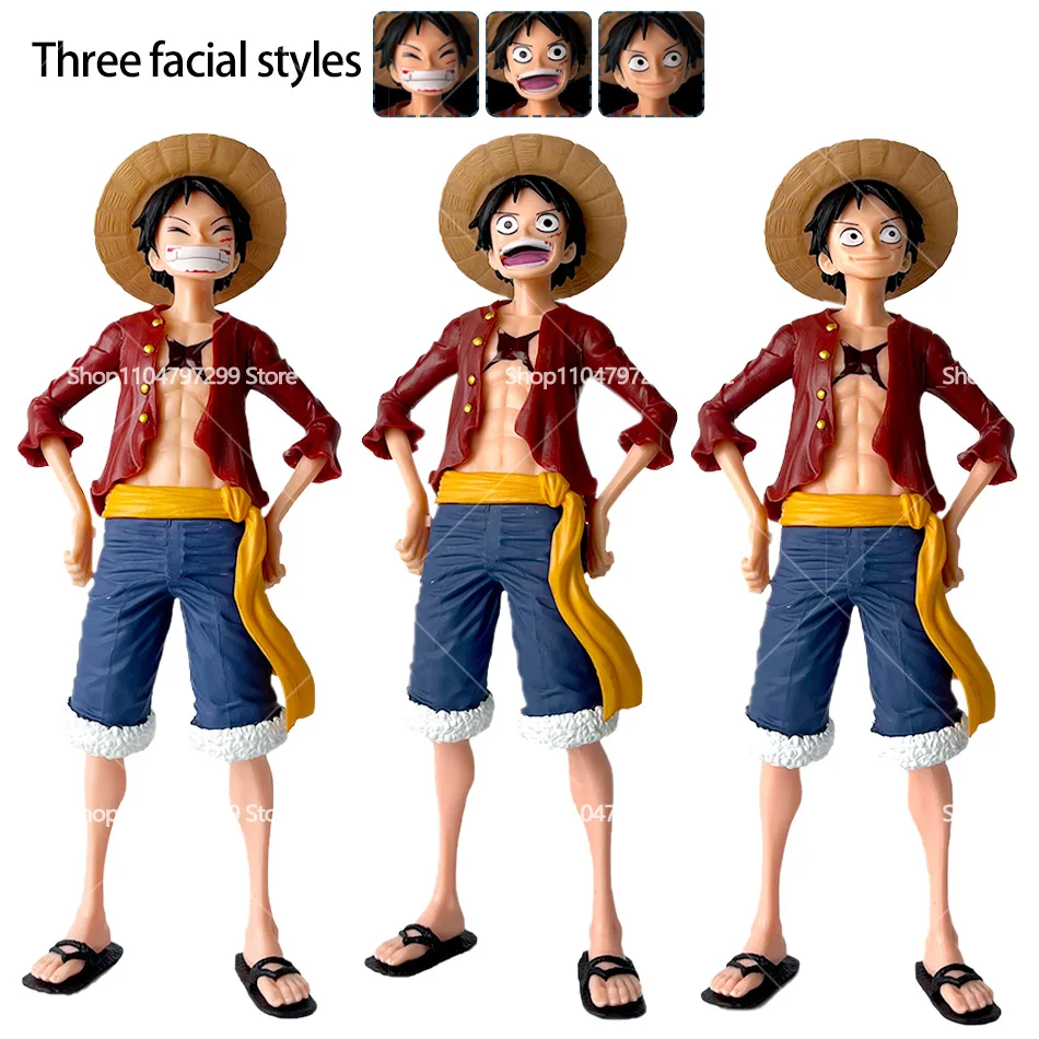 ฟิกเกอร์อนิเมะวันพีซ มังกี้ ดี ลูฟี่ ขนาด 28 ซม. ของเล่นฟิกเกอร์ลูฟี่ยิ้มมั่นใจ สามรูปแบบเปลี่ยนหน้าได้ โมเดลฟิกเกอร์แอคชั่นพีวีซี