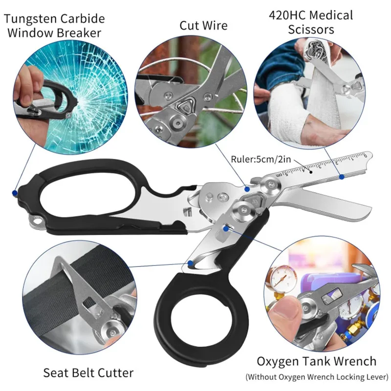 Imagem -03 - Tactical Multifunction Emergency Raptors Scissor Edc Gadget Expert First Aid Folding Scissor Outdoor Survival Tool Combinação