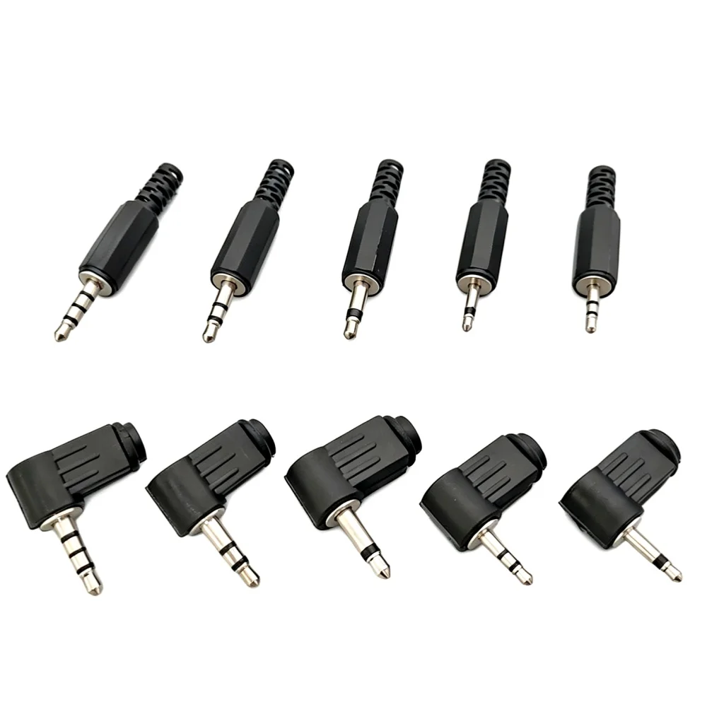 5 Pcs 2.5mm/3.5mm Audio Plug Connectors, 2/3/4 Pin Mono Stereo Headphone Jacks for DIY Repair