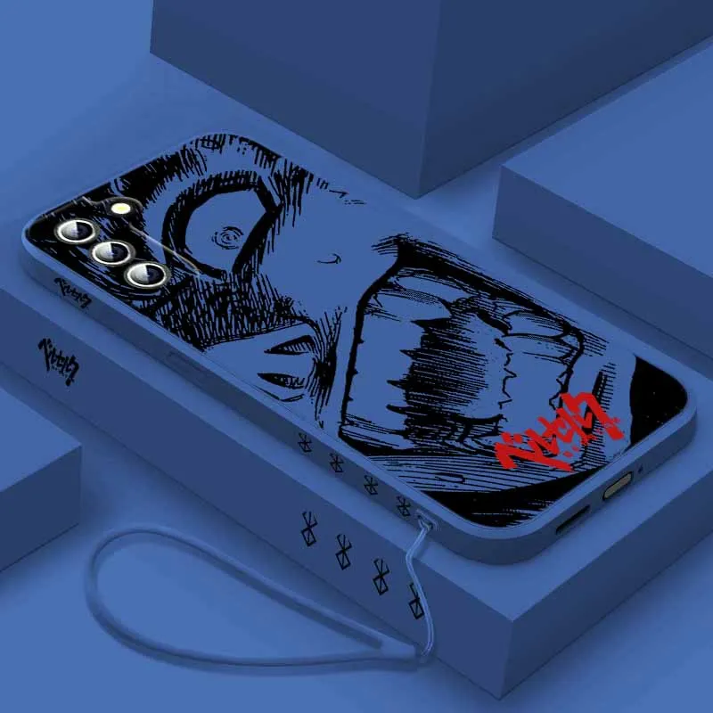 เคสโทรศัพท์ลายอนิเมะ Berserk สีดำ สำหรับ Xiaomi POCO X7 X6 X5 X4 X3 NFC GT M6 M5 M4 F6 F5 F2 F1 Pro แบบน้ำพร้อมสายคล้อง