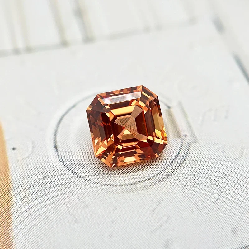Lab Grown Sapphire Asscher Cut Orange Color DIY Charms Jewelry Making Main Materials Selectable Certificate