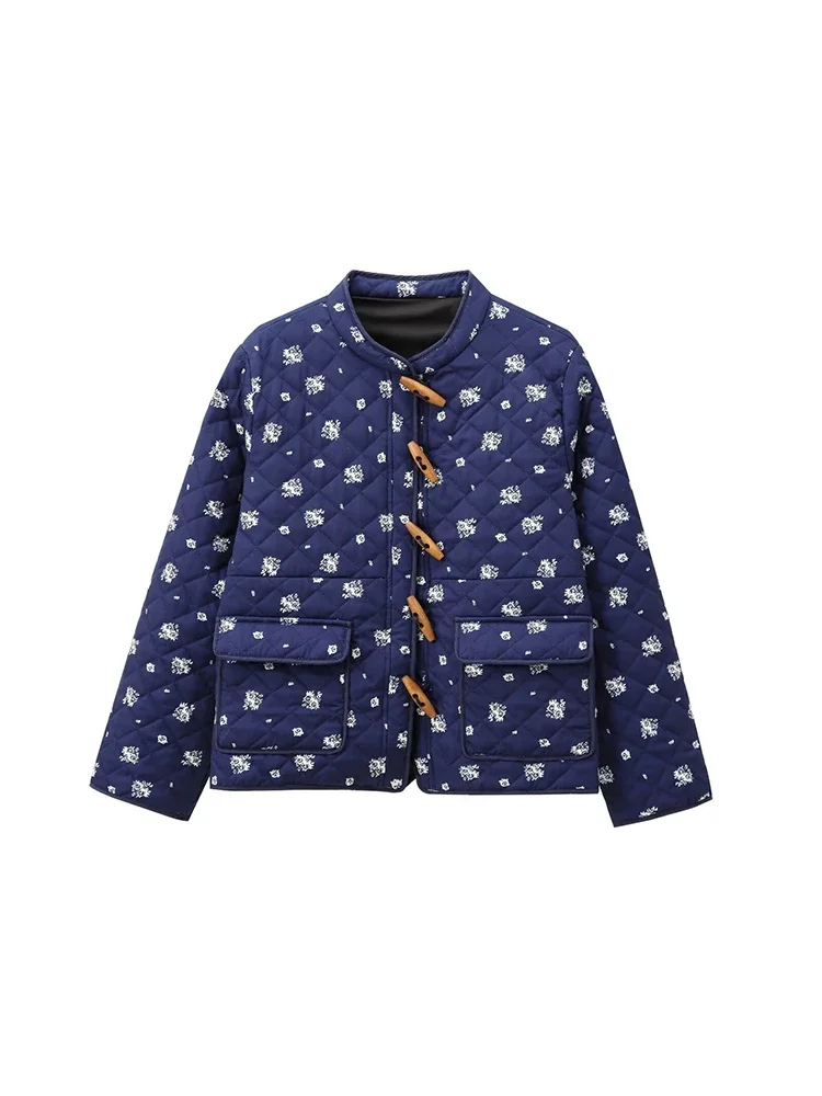 

Willshela Women Fashion With Pockets Printed Single Breasted Jackets Vintage O-Neck Long Sleeves Female Chic Lady Outfits