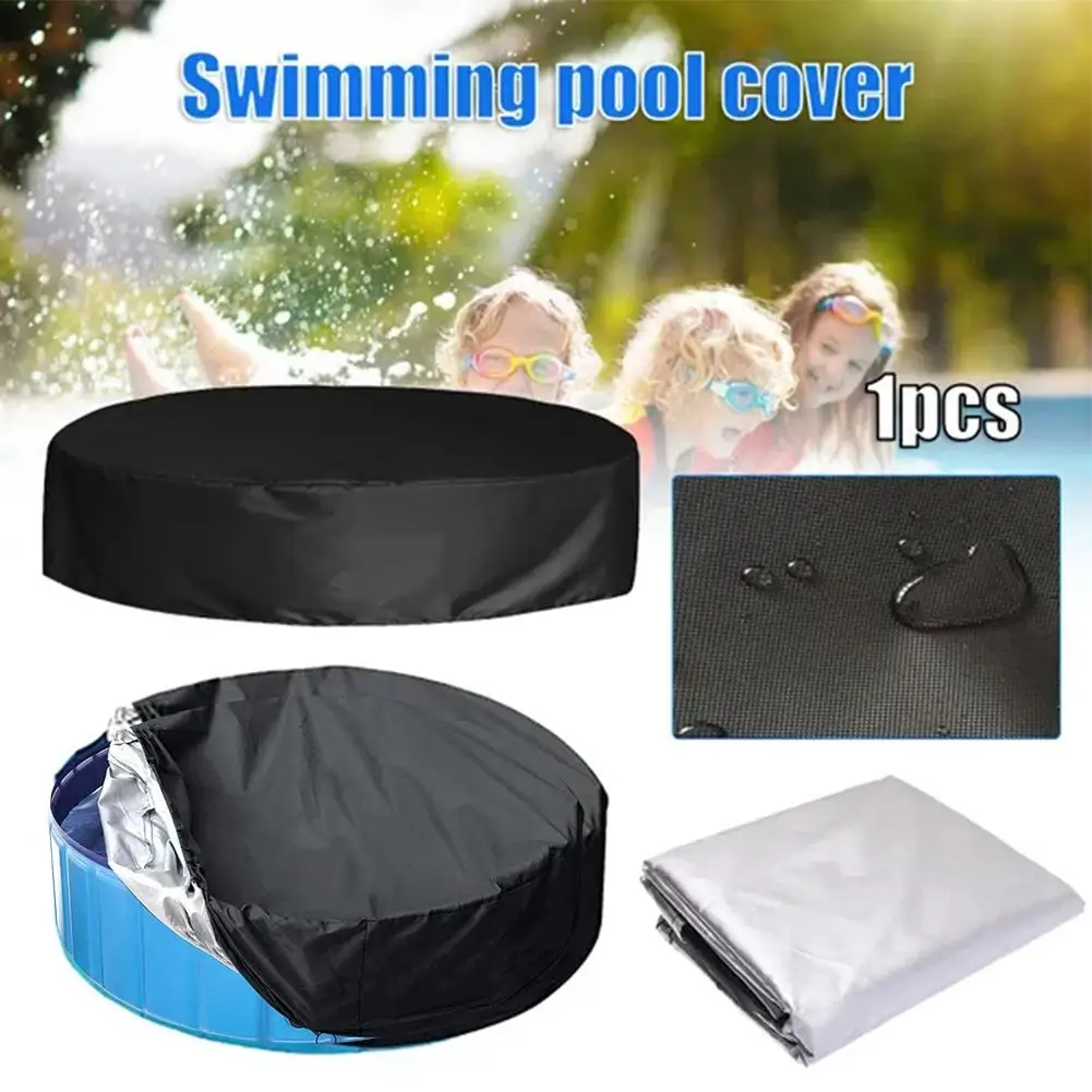 

Portable Dog Pool Cover Round Easy Set Pool Cover Foldable Tub Pool Above Cover Pool Kiddie Bath Pet Bathing Cover Ground R3W4