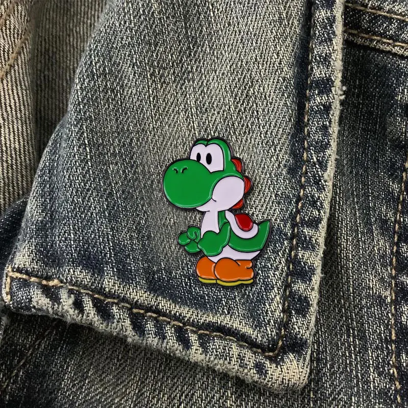 

Cartoon Super Mario Dinosaur Brooch Yoshi Turtle Enamel Pin Buckle Commemorative Badge Alloy Decoration Enjoyed Boys and Girls