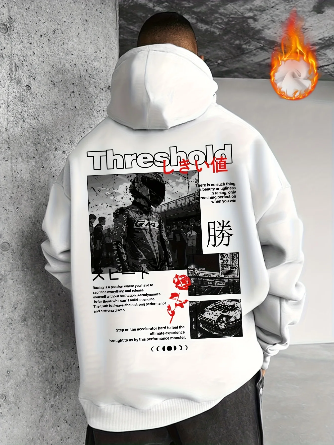 Men's Fall/Winter Sports Extreme Speed and Victory Print Hooded Sweatshirt with Fashion Pockets and Hood