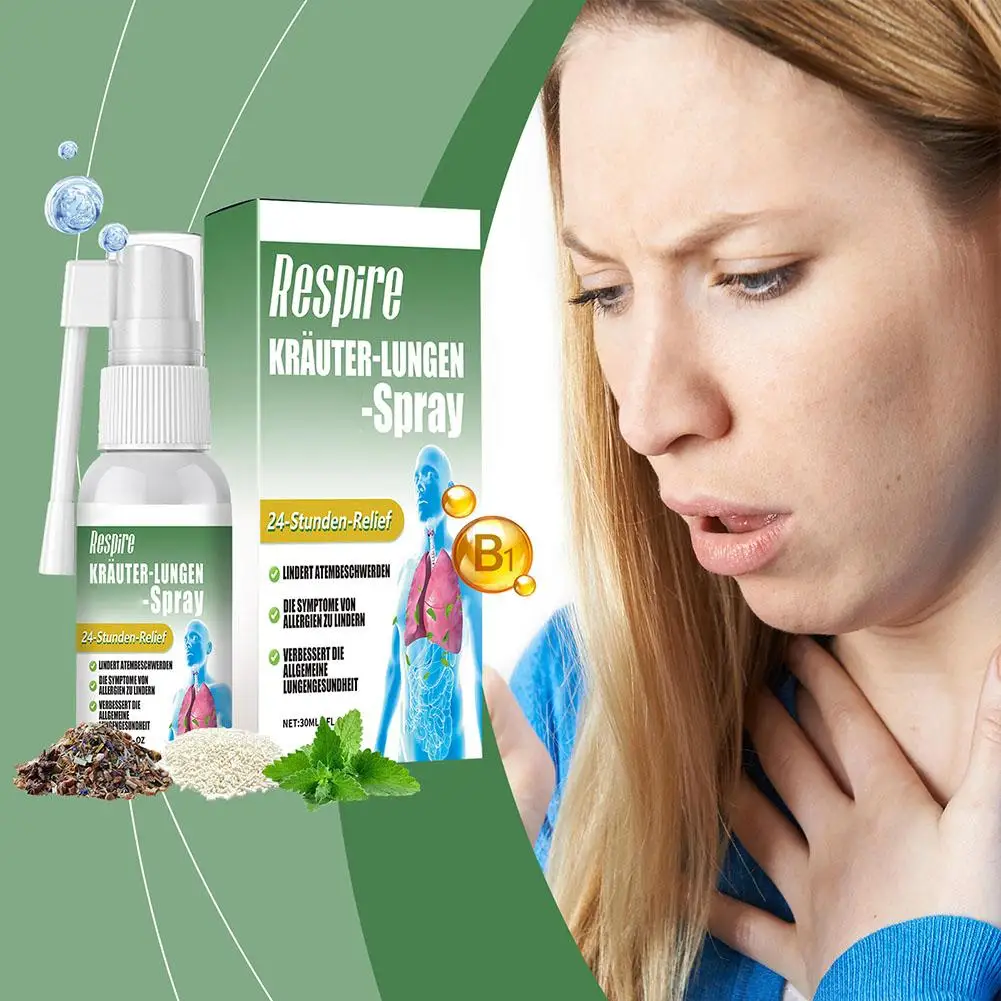 Herbal Lung Spray Effective Detoxification Natural Breath Health Herbal Fresh Care Cleansing Spray Lung 30ml T8I3