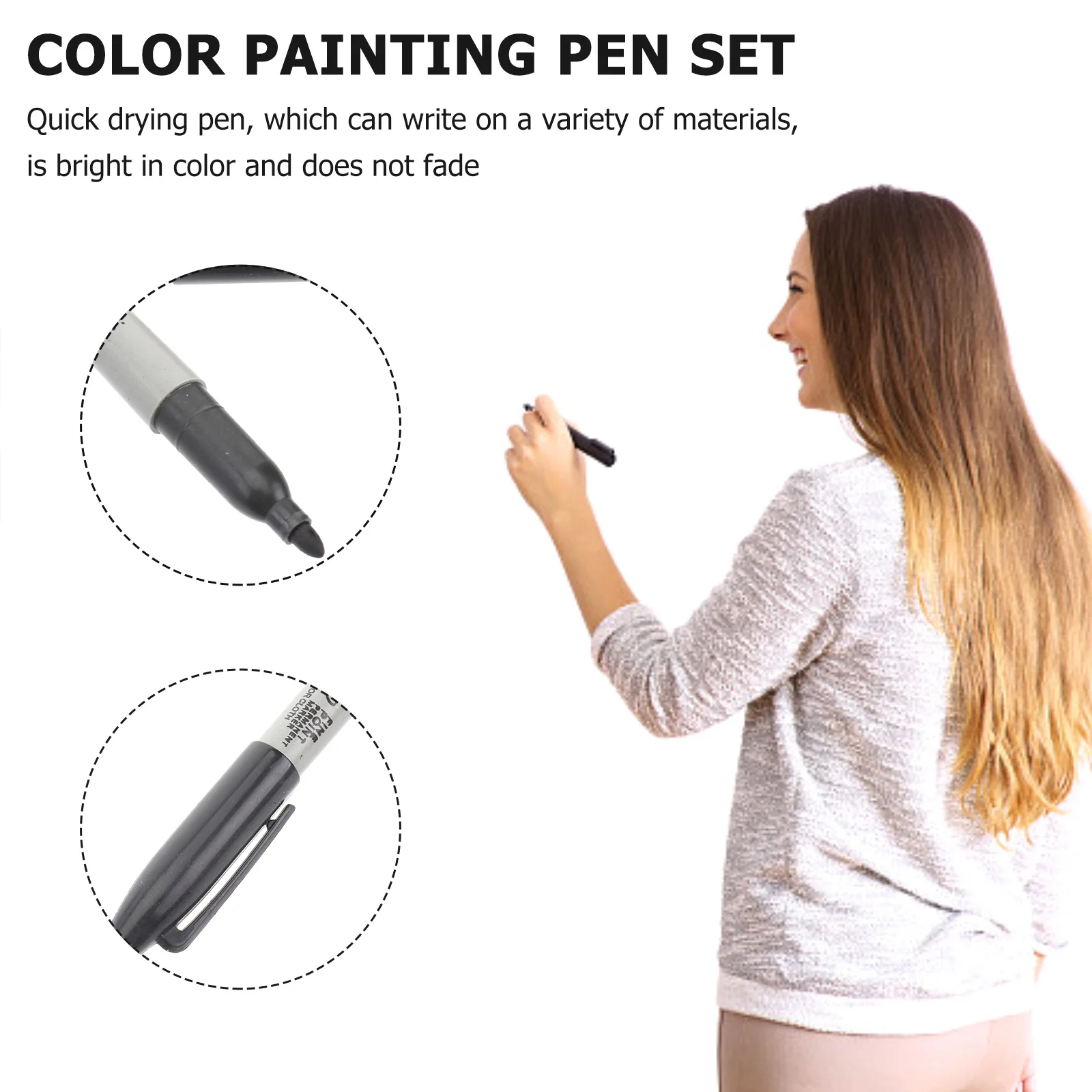 

6Pcs Colorful Drawing Pen Set Bright Non Fading Ink Smooth Writing Tattoo Marking Stationery Supplies Marker Pen