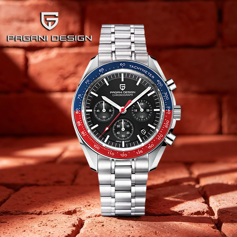 2026Pagani design Moon Watches Luxury Two-color bezel men's Quartz watch VK63 Chronograph classic Sapphire Stainless Steel reloj