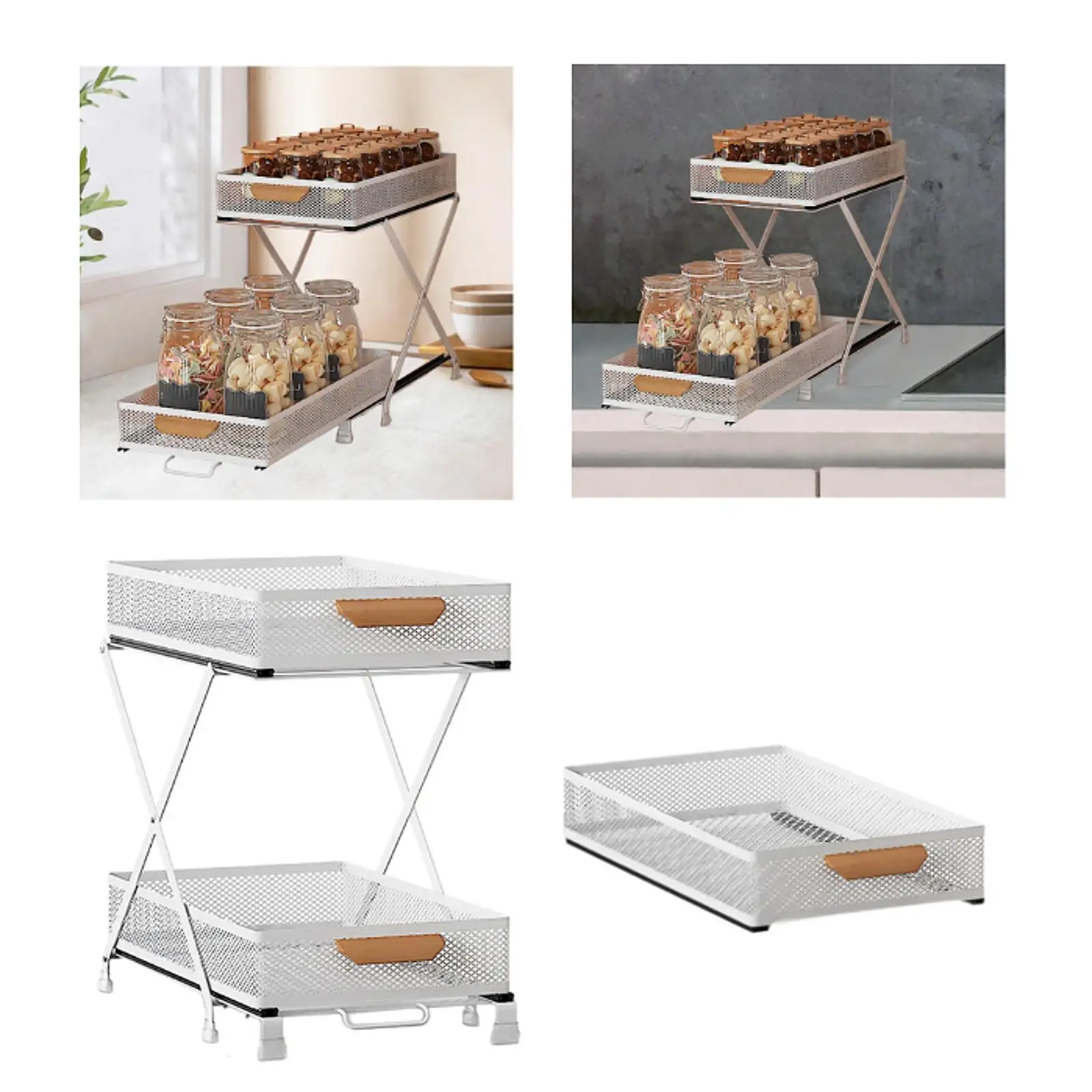 Pull Out Cabinet Organizer Slide Out Spice Rack for Kitchen Bathroom Cabinet