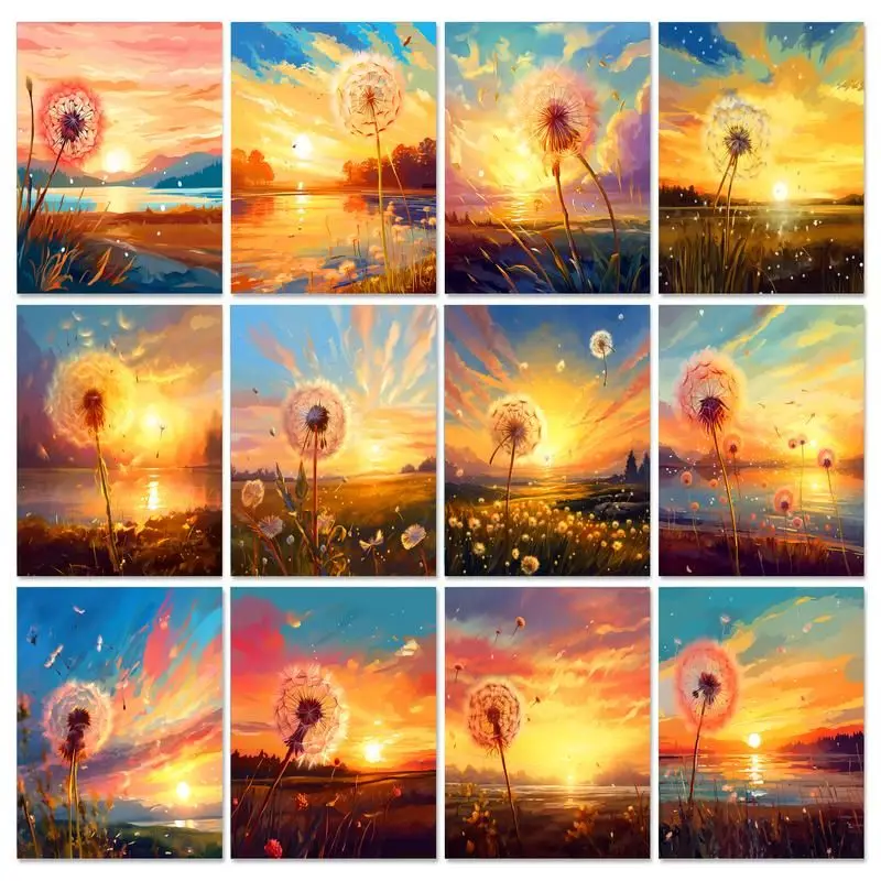 

GATYZTORY Painting By Numbers Dandelion Scenery DIY Frame Pictures By Number Acrylic Paint On Canvas Home Decoration 40x50cm