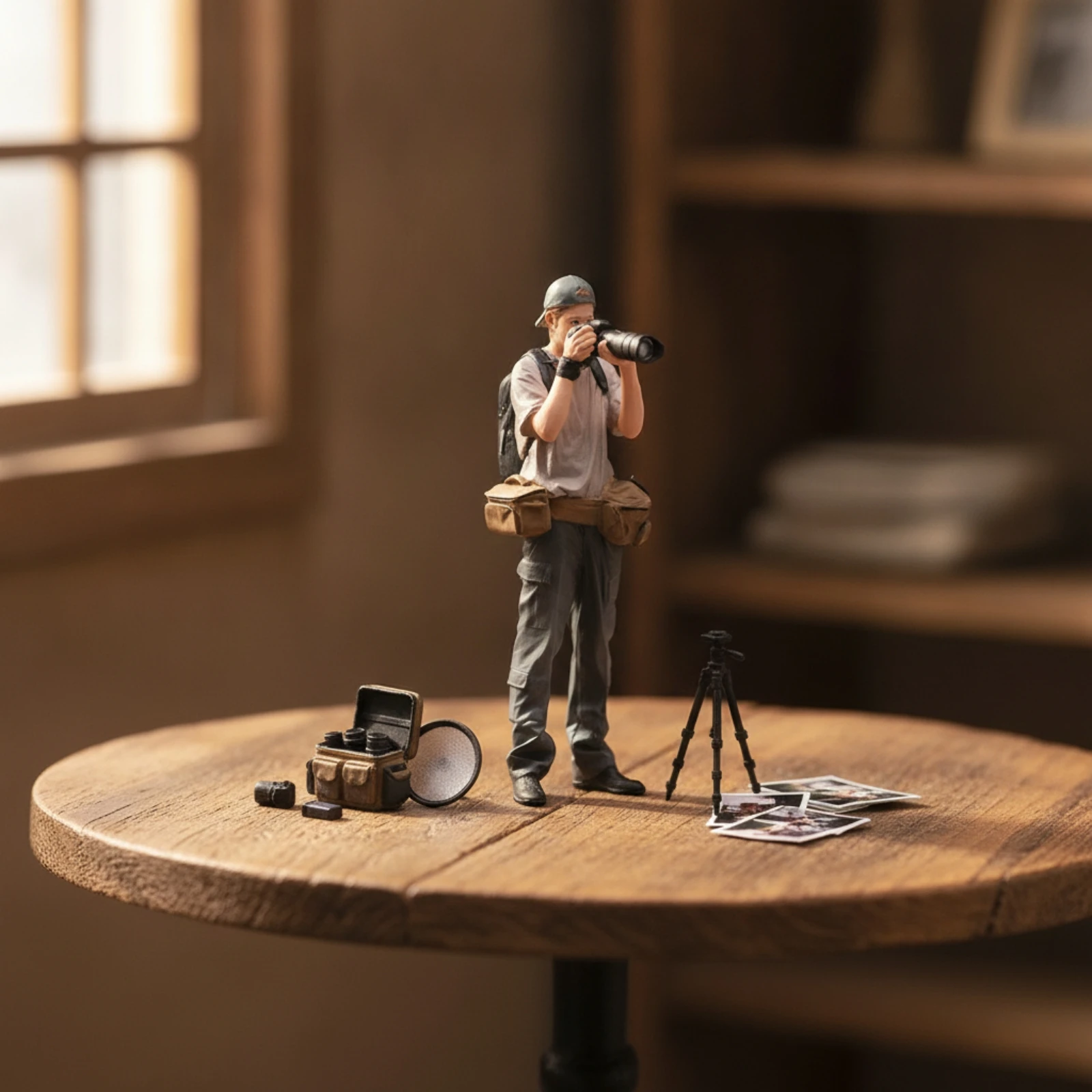 Photographer Figurine Detailed Photographer Miniature Scene Model Collectible for Hobbyists, Diorama