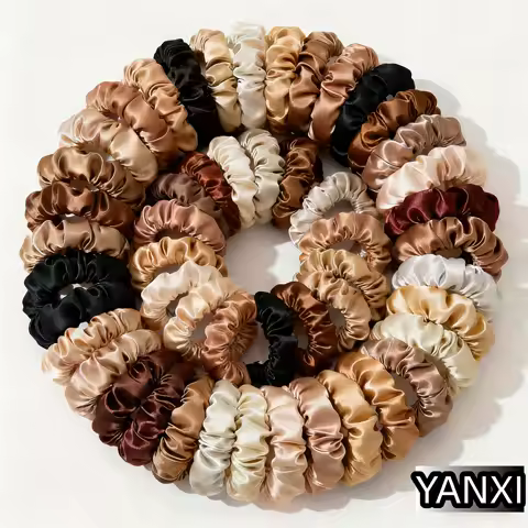 100/60/30/3/5/6Pcs Elegant Ponytail Holder Rubber Band Elastic Headwear Accessories Satin Scrunchies Women Solid Color cute