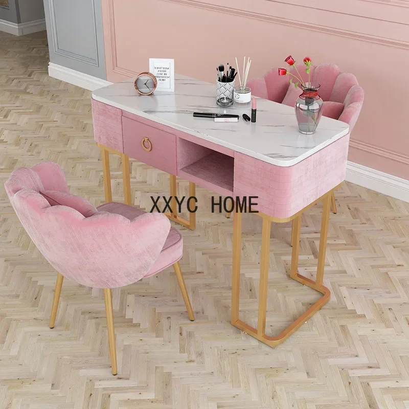 Modern Minimalist Nail Tables Manicure Shop Table and Chair Set Light Luxury Single Double Professional Manicure Table Chair