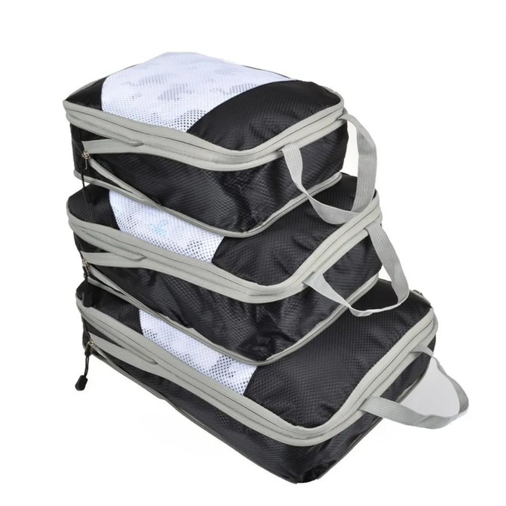 Nylon Compression Packing Cubes Waterproof Space-Saving Travel Storage Bags Expandable Foldable Garment Sorting Pouches Vacation