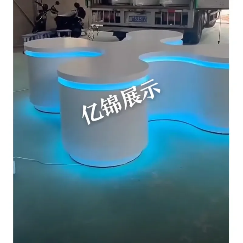 for Nakajima Round Luminous Display Table Creative Tech Showroom Experience Stand Paint Baking Finish Exhibition Cabinet