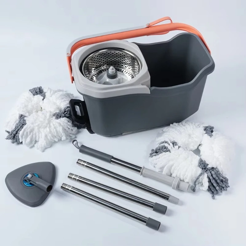 Floor Cleaning Mop Bucket Set Household Microfiber Rotary Mop with Wheel Pedals