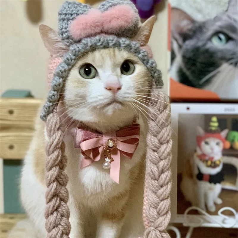 Cross-border sales Sweet Double ponytail cat hat with bow at the top Party Photo Shoot Props Decoration Cat Accessories