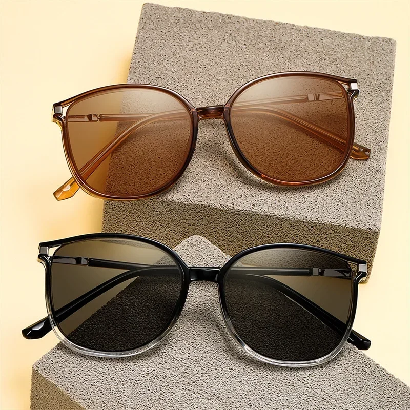 Ultralight Photochromic Far Sight Glasses for Women Men New Trendy Color Changing Sunglasses Finished Presbyopia Eyewear To +4.0