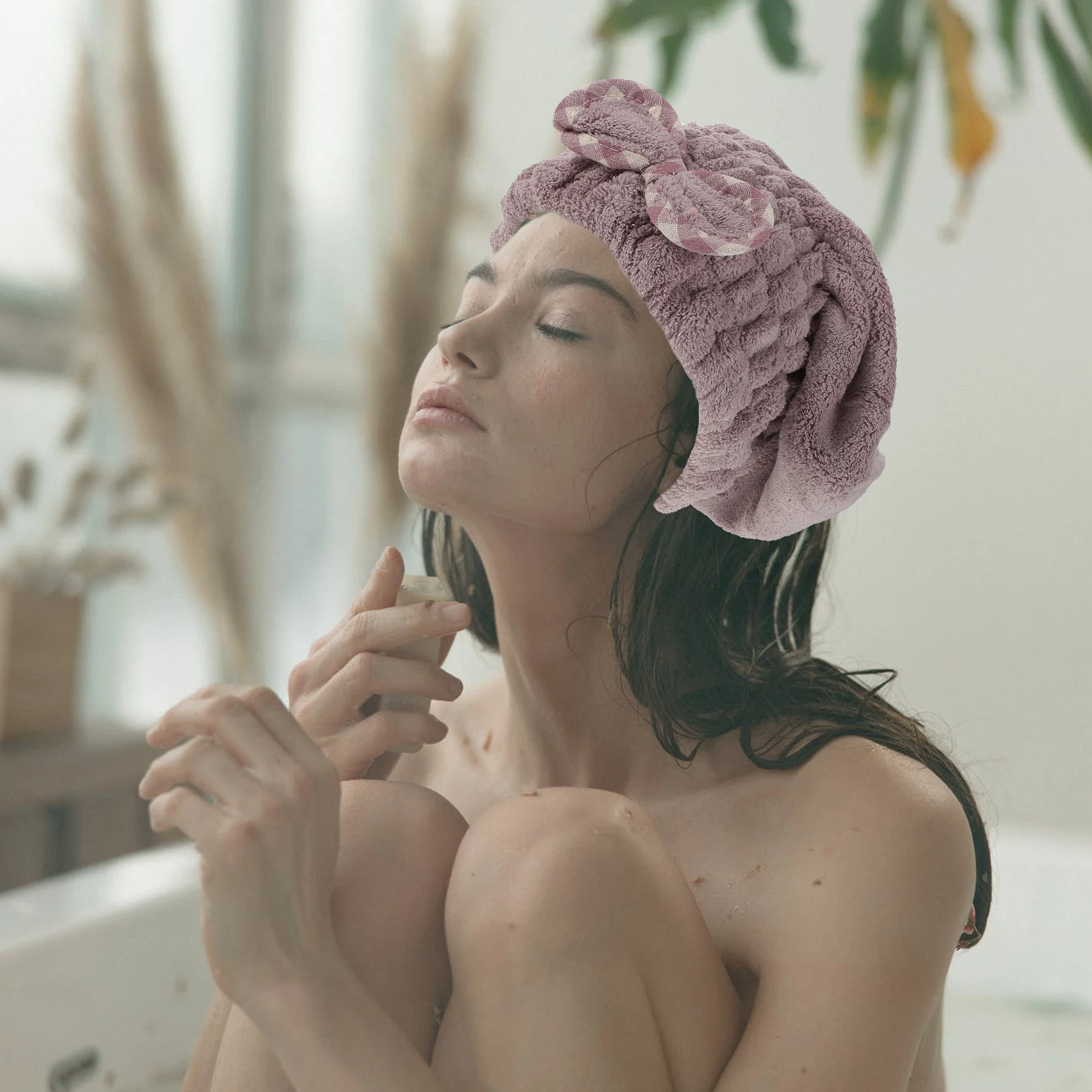 

Coral Fleece Hair Drying Caps Comfortable Absorbent Towel Wraps Cartoon Appearance Dry Hair Shower Hats Bathing Bonnet