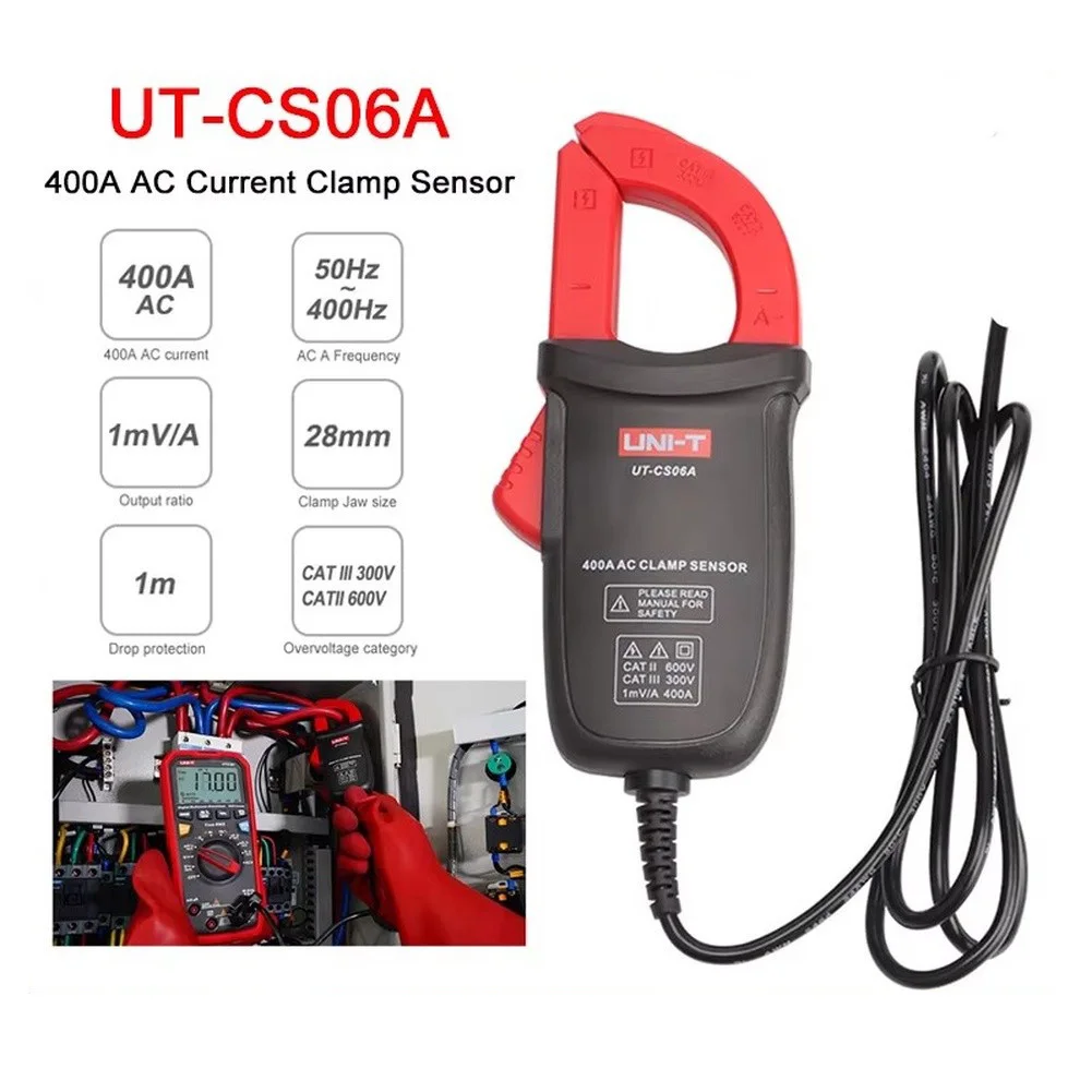 400A AC Clamp UT-CS06A for UT61E+ UT196 UT139C UT117C UT136B+ Multimeters 1mV/A Output 28mm Jaw Opening 1.1m Cable