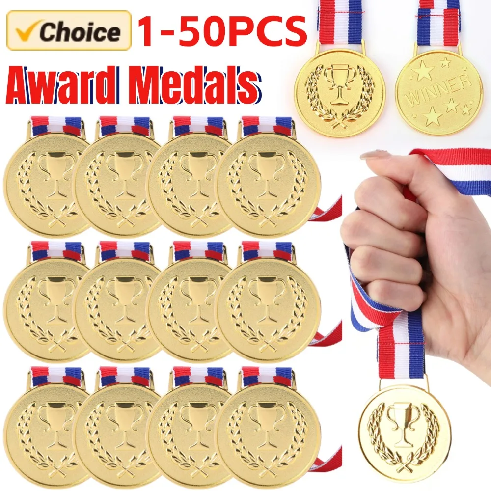 50-1pcs Gold Award Medal Winner Reward Football Competition Prizes Award Medal For Souvenir Gift Sport Kids Toys Presents