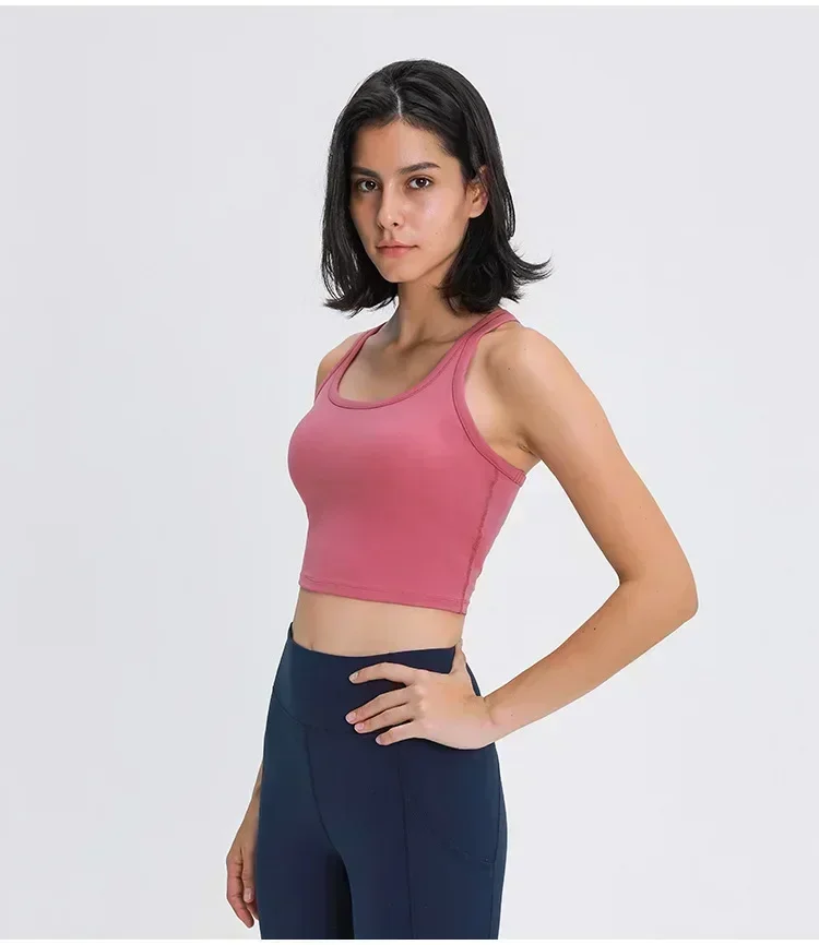 Lemon Women Quick-drying Stretch Yoga Vest  Elastic Casual Fitness Tank Top Running Sports Underwear With Chest Pad Sport Bra