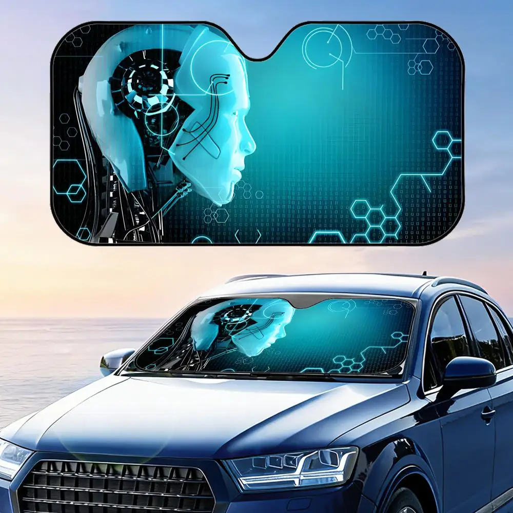 Computer Robot Sun Visor Reusable Aluminum Foil Windshield UV Protection Heat Insulation Cover Sun Visor Shade