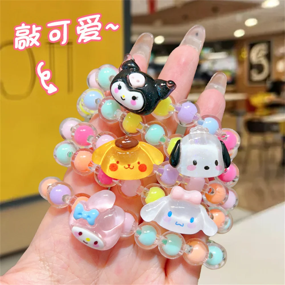 1PCS Kawaii Anime Sanrio Kuromi My Melody Bracelet Cinnamoroll Crystal Beads Bracelet Jewelry Gift Pendant Accessories