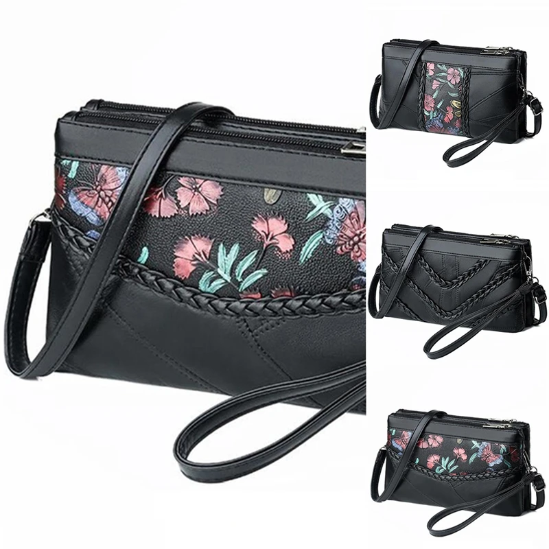 Women Bag Vintage Casual Tote Top-Handle Female Embroidered Floral Print Messenger Bags Shoulder Handbag Wallet